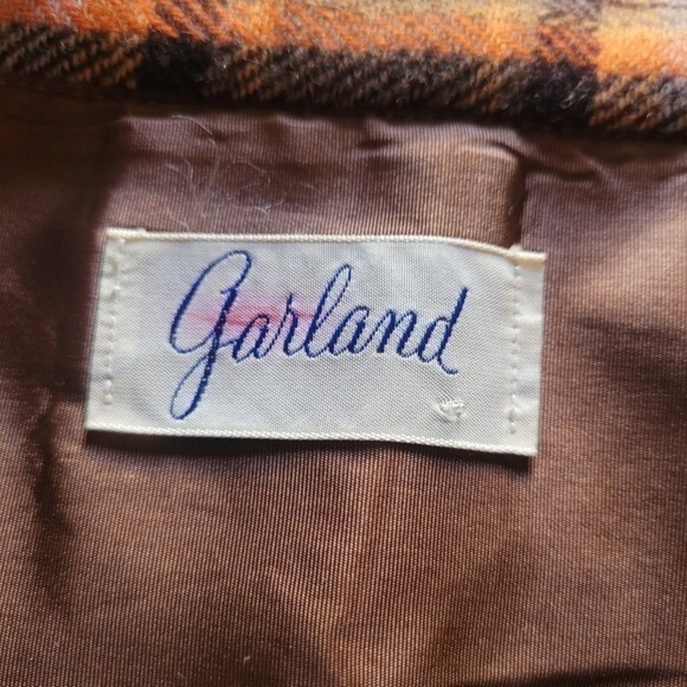 Vintage 70s Garland Plaid Wool Midi Pencil Skirt Tan Brown Orange High Waist M - Picture 6 of 6